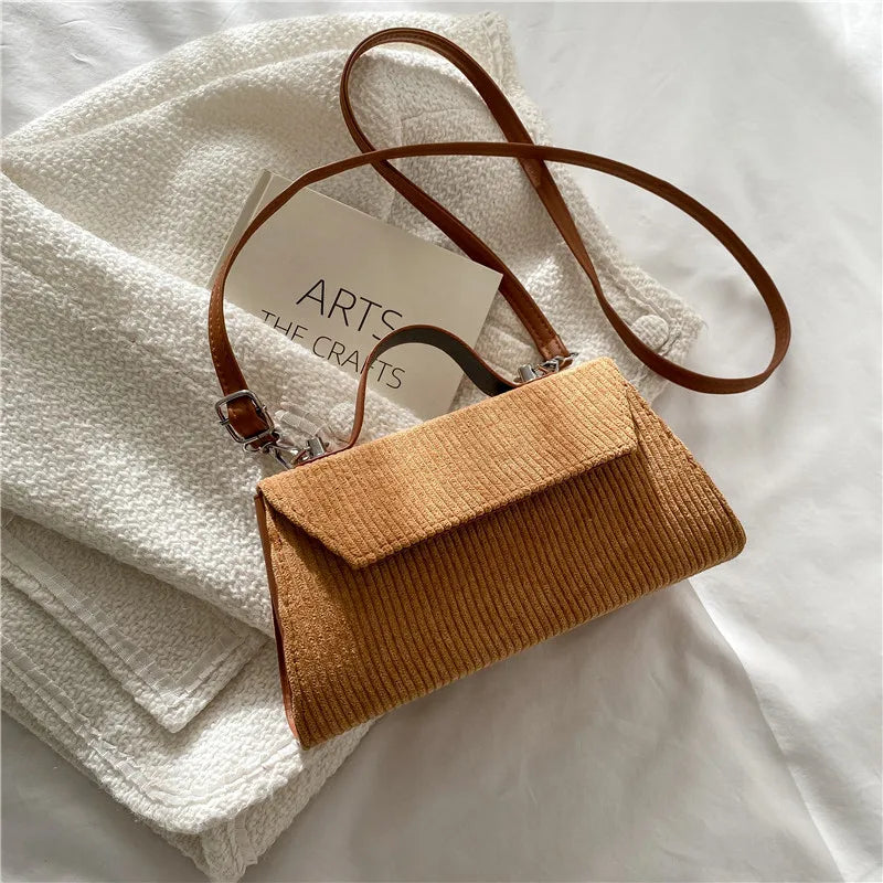 Corduroy Small Square Crossbody Bag for Women