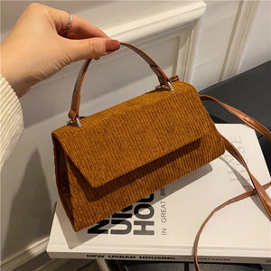 Corduroy Crossbody Bag Retro Small Square Bag for Women