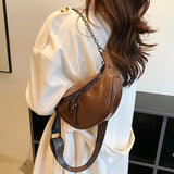 Women's Casual Crossbody Shoulder Bag Solid Leather Wave Packs