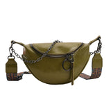 Women's Leather Crossbody Chest Bag Retro Shoulder Bag Wave Pack