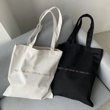 Women's Casual Canvas Shoulder Bag Large Capacity Harajuku Print Handbag