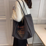 Casual Large Capacity Shoulder Bags Shopper Cotton Cloth Tote Solid Zipper Handb