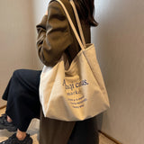 Casual Large Capacity Shoulder Bags Shopper Cotton Cloth Tote Solid Zipper Handb