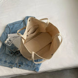 Casual Large Capacity Shoulder Bags Shopper Cotton Cloth Tote Solid Zipper Handb