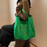 Casual Large Capacity Shoulder Bags Shopper Cotton Cloth Tote Solid Zipper Handb