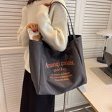Casual Large Capacity Shoulder Bags Shopper Cotton Cloth Tote Solid Zipper Handb