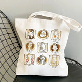 Women's Large Capacity Canvas Panda Cats Harajuku Tote Bag