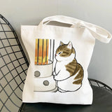 Women's Large Capacity Canvas Panda Cats Harajuku Tote Bag