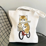Women's Large Capacity Canvas Panda Cats Harajuku Tote Bag