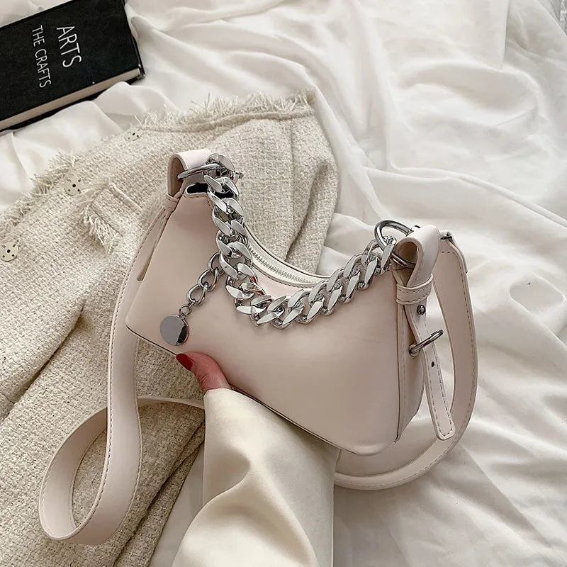 Women's Chain Handbags Pu Leather Shoulder Bags Solid Handbag Totes