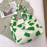 Women's Canvas Zipper Print Tote Bag Casual Large Capacity Shoulder Handbag