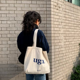 Print Letter Large Capacity Canvas Shoulder Bag Harajuku Zipper Handbags
