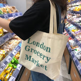Print Letter Large Capacity Canvas Shoulder Bag Harajuku Zipper Handbags