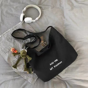 Canvas Shoulder Bag Large Capacity Harajuku Print Handbag