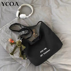 Canvas Shoulder Bag Large Capacity Harajuku Print Handbag