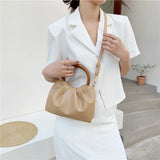 Women's Crossbody Bag Cloud Pleated Small Wooden Handle French Style