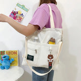 Canvas Shoulder Bag for Women Crossbody Tote Shopper Handbag