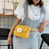 Daisy Plaid Canvas Crossbody Shoulder Bag for Women