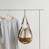 Women's Bucket Handbags Drawstring Small Shoulder Bag PU Leather Crossbody