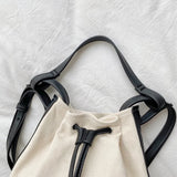 Women's Bucket Handbags Drawstring Small Shoulder Bag PU Leather Crossbody