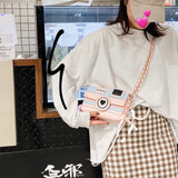 Camera Shape Shoulder Bag Women Chain Bow Crossbody Bag