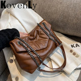 Women's Leather Flap Shoulder Bag Chain Totes Handbag Winter Bags