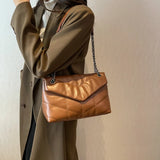Women's Leather Flap Shoulder Bag Chain Totes Handbag Winter Bags
