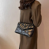 Women's Leather Flap Shoulder Bag Chain Totes Handbag Winter Bags