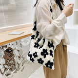 Women's Love Heart Plush Shoulder Bag Large Capacity Handbag