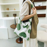 Women's Love Heart Plush Shoulder Bag Large Capacity Handbag