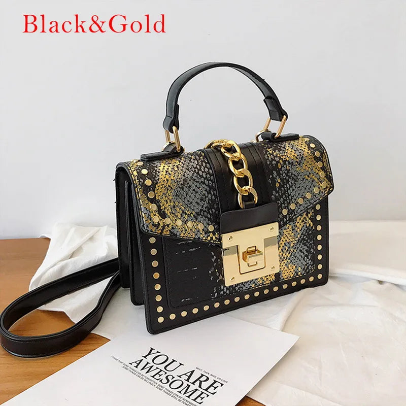 Snake Pattern Messenger Bag Crossbody Clutch