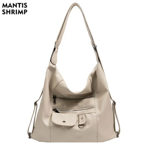 Women's PU Leather Shoulder Bag Anti-thief Backpack Large Capacity Handbag