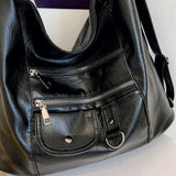 Women's PU Leather Shoulder Bag Anti-thief Backpack Large Capacity Handbag