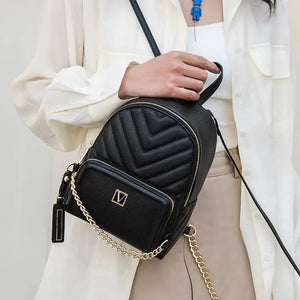 Quilted Chain Backpack for Women, Versatile Travel Bag with Pocket