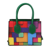 Women's Messenger Bag Small Square Shoulder Tote Contrast Stitching Handbag