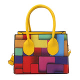 Women's Messenger Bag Small Square Shoulder Tote Contrast Stitching Handbag