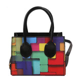 Women's Messenger Bag Small Square Shoulder Tote Contrast Stitching Handbag