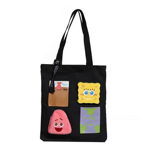 Women's Canvas Tote Bag Retro Cartoon Shoulder Bag