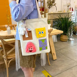 Women's Canvas Tote Bag Retro Cartoon Shoulder Bag