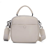 Women's Leather Shoulder Bag with Wide Woven Strap