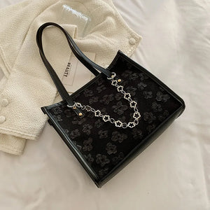 Women's Large Jacquard Chain Tote Shoulder Crossbody Bag