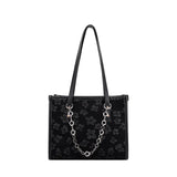 Women's Large Jacquard Chain Tote Shoulder Crossbody Bag