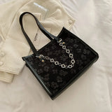 Women's Large Jacquard Chain Tote Shoulder Crossbody Bag