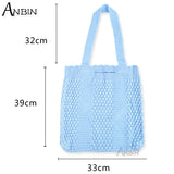 Women's Bag Knitting Wool Shoulder Casual Female Reusable Large Capacity Handbag