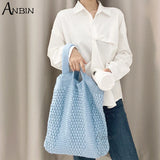 Women's Bag Knitting Wool Shoulder Casual Female Reusable Large Capacity Handbag