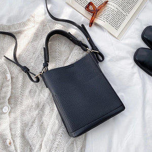 Small Women's Bucket Bag PU Leather Shoulder Crossbody Bag