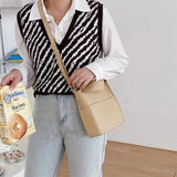 Small Women's Bucket Bag PU Leather Shoulder Crossbody Bag