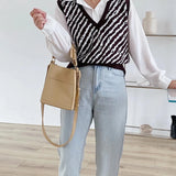 Small Women's Bucket Bag PU Leather Shoulder Crossbody Bag