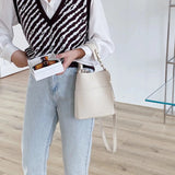 Small Women's Bucket Bag PU Leather Shoulder Crossbody Bag