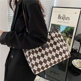 Women's Plaid Commuter Tote Bag Large Capacity Single Shoulder Crossbody